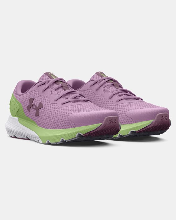 Girls' Grade School UA Charged Rogue 3 Running Shoes in Purple image number 3